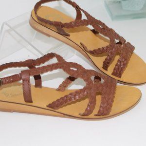 Braided Strappy Brown Women's Sandals
